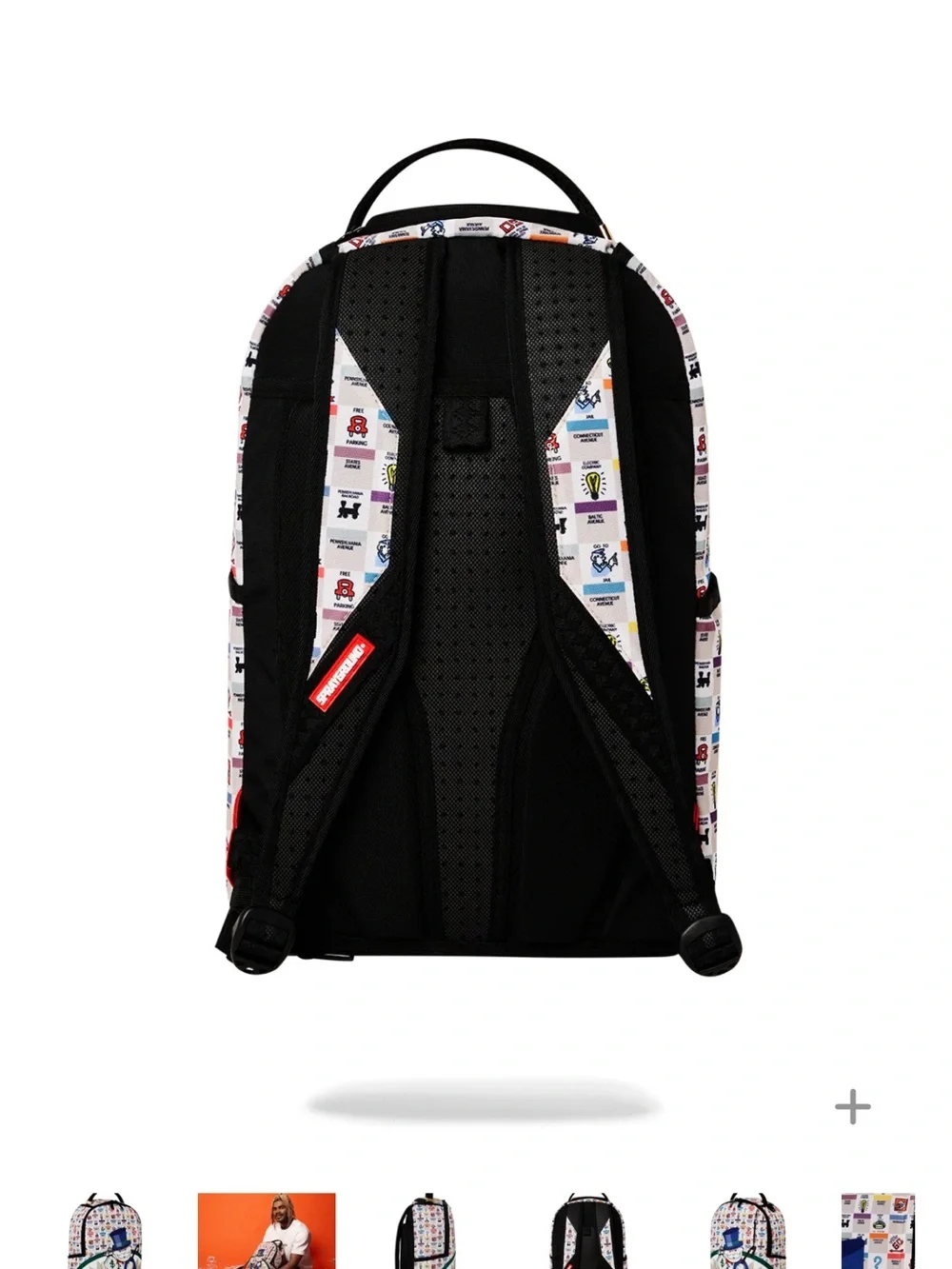 Sprayground White Multicolor Monopoly Mr. Monopoly Graphic Backpack (FIRM PRICE)